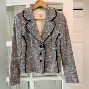 White House Black Market Black and White Tailored Tweed Blazer